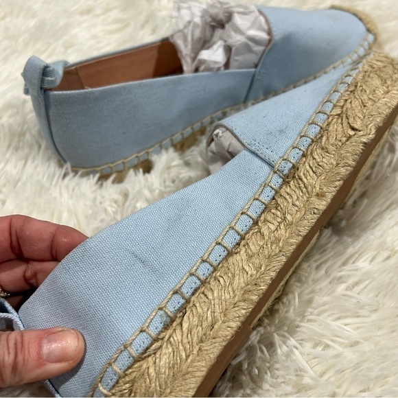 J CREW baby blue Canvas Espadrille Flats Size 7with removable ankle ribbon NEW - Picture 8 of 11